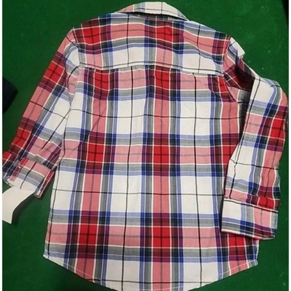 3 Boys 4t Longsleeve Shirts NWT OSH KOSH PLAID Button Up Red Flannel‎ Duck 4T